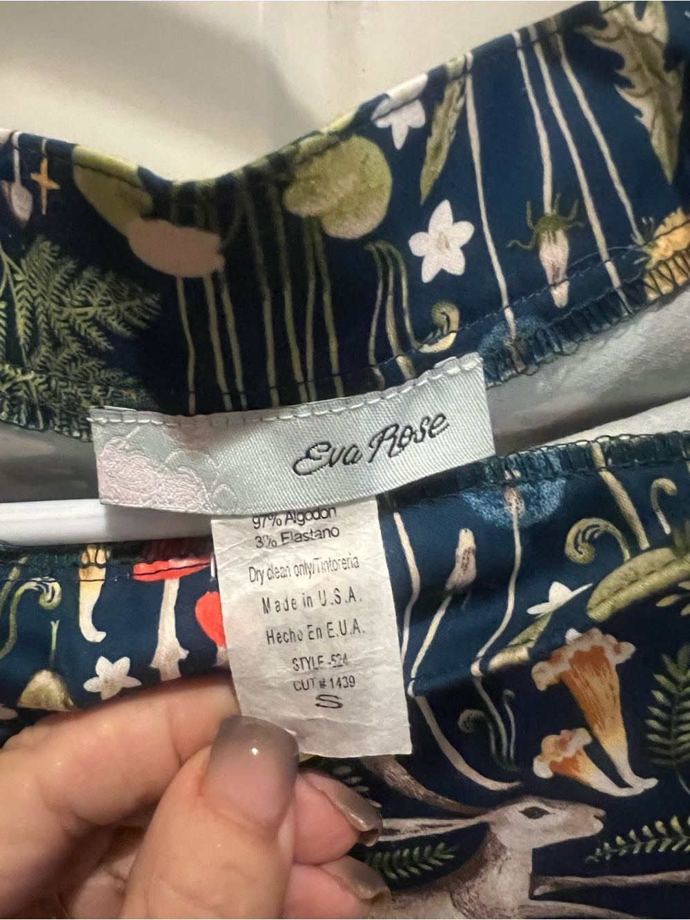 Eva Rose Navy Botanical Print Skirt